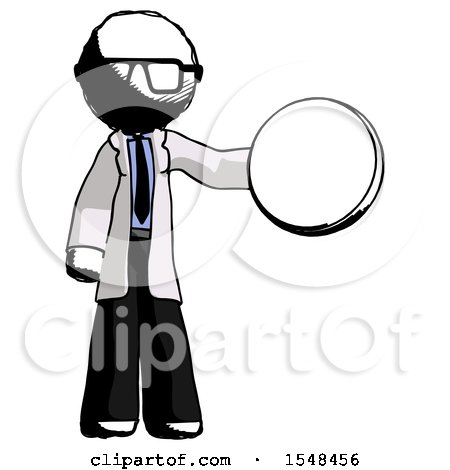 Ink Doctor Scientist Man Holding a Large Compass by Leo Blanchette