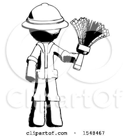 Ink Explorer Ranger Man Holding Feather Duster Facing Forward by Leo Blanchette
