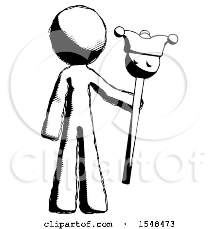 Ink Design Mascot Man Holding Jester Staff by Leo Blanchette