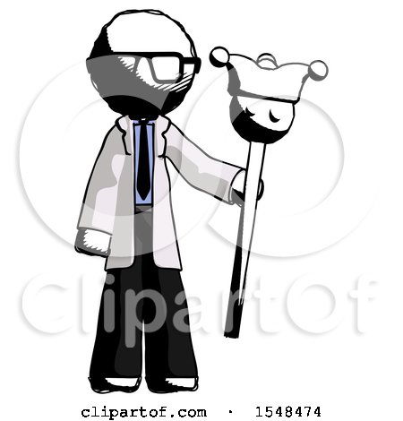 Ink Doctor Scientist Man Holding Jester Staff by Leo Blanchette