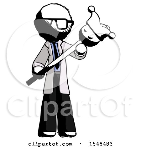 Ink Doctor Scientist Man Holding Jester Diagonally by Leo Blanchette