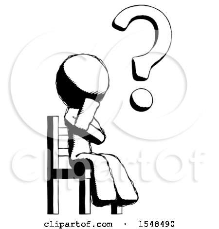 Ink Design Mascot Man Question Mark Concept, Sitting on Chair Thinking by Leo Blanchette