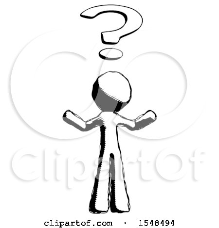 Ink Design Mascot Man with Question Mark Above Head, Confused by Leo Blanchette