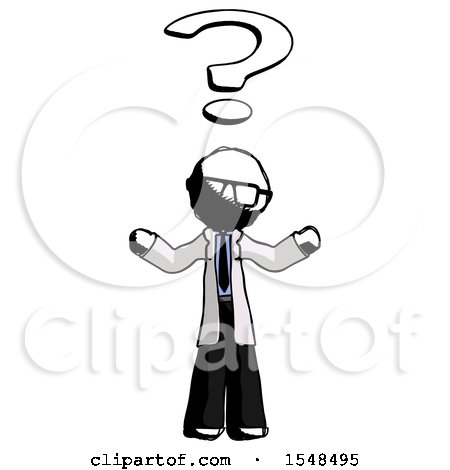 Ink Doctor Scientist Man with Question Mark Above Head, Confused by Leo Blanchette