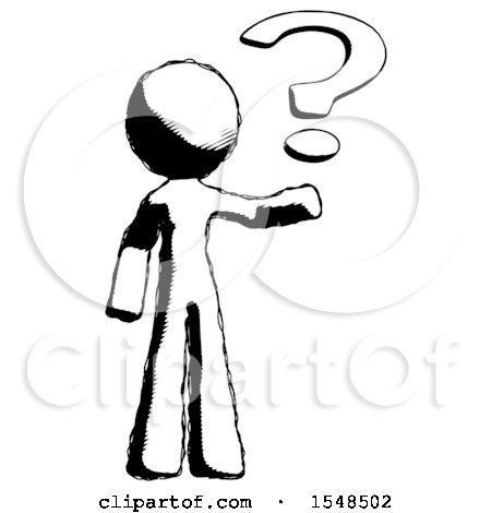 Ink Design Mascot Man Holding Question Mark to Right by Leo Blanchette