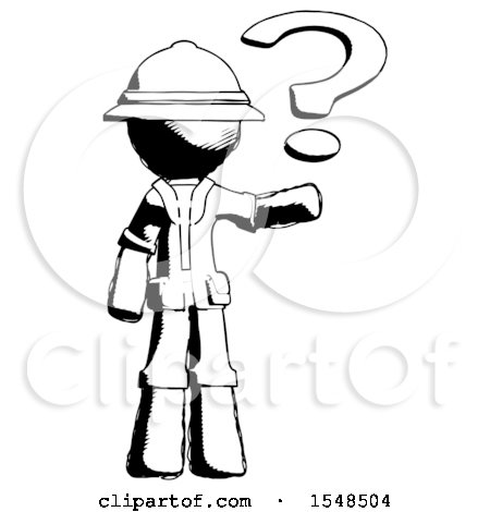 Ink Explorer Ranger Man Holding Question Mark to Right by Leo Blanchette