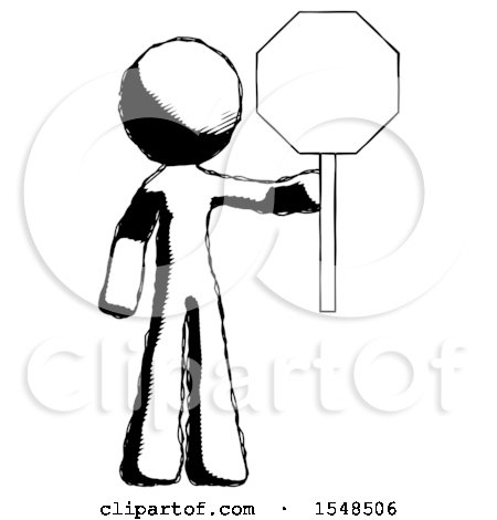 Ink Design Mascot Man Holding Stop Sign by Leo Blanchette