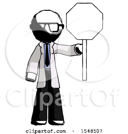 Ink Doctor Scientist Man Holding Stop Sign by Leo Blanchette
