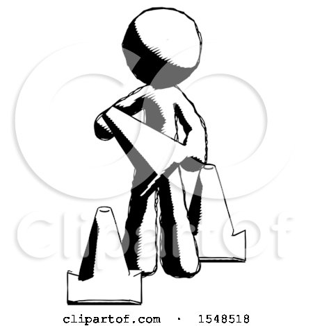 Ink Design Mascot Man Holding a Traffic Cone by Leo Blanchette
