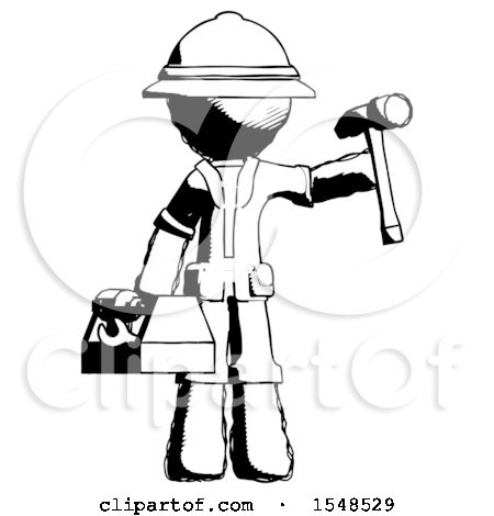 Ink Explorer Ranger Man Holding Tools and Toolchest Ready to Work by Leo Blanchette