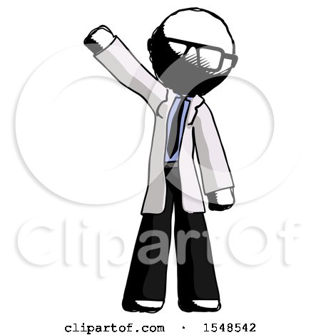 Ink Doctor Scientist Man Waving Emphatically with Right Arm by Leo Blanchette