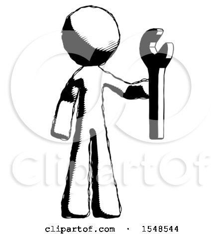 Ink Design Mascot Man Holding Wrench Ready to Repair or Work by Leo Blanchette