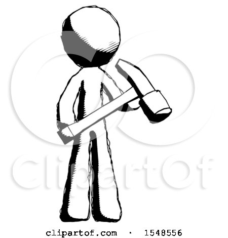 Ink Design Mascot Man Holding Hammer Ready to Work by Leo Blanchette