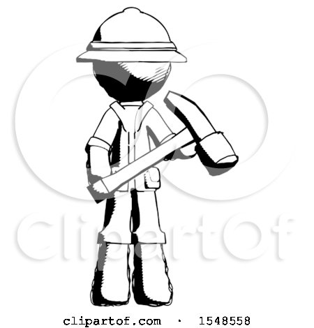 Ink Explorer Ranger Man Holding Hammer Ready to Work by Leo Blanchette