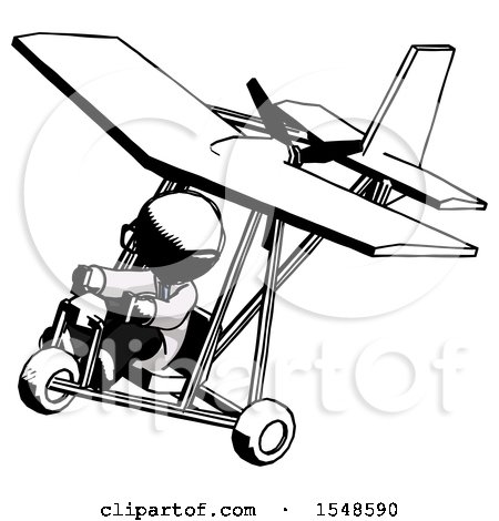 Ink Doctor Scientist Man in Ultralight Aircraft Top Side View by Leo Blanchette