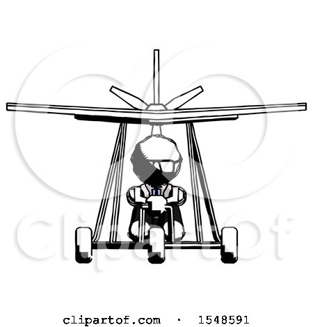Ink Doctor Scientist Man in Ultralight Aircraft Front View by Leo Blanchette