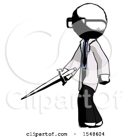 Ink Doctor Scientist Man with Sword Walking Confidently by Leo Blanchette