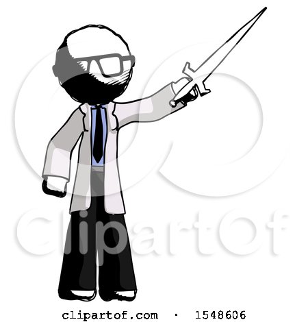Ink Doctor Scientist Man Holding Sword in the Air Victoriously by Leo Blanchette