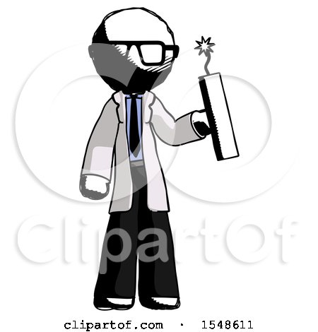 Ink Doctor Scientist Man Holding Dynamite with Fuse Lit by Leo Blanchette