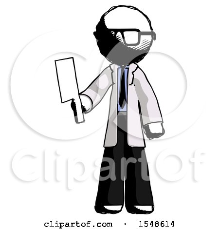 Ink Doctor Scientist Man Holding Meat Cleaver by Leo Blanchette