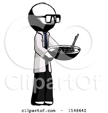 Ink Doctor Scientist Man Holding Noodles Offering to Viewer by Leo Blanchette