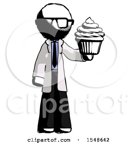 Ink Doctor Scientist Man Presenting Pink Cupcake to Viewer by Leo Blanchette