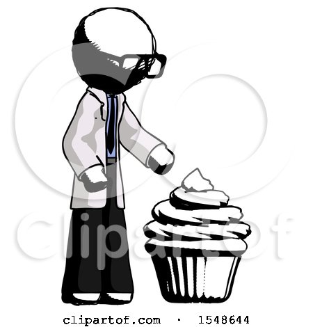 Ink Doctor Scientist Man with Giant Cupcake Dessert by Leo Blanchette