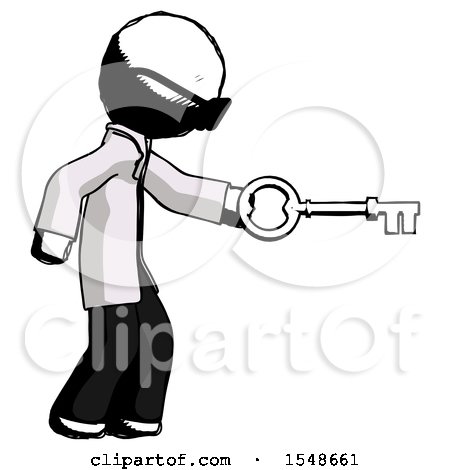Ink Doctor Scientist Man with Big Key of Gold Opening Something by Leo Blanchette