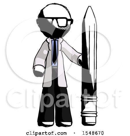 Ink Doctor Scientist Man with Large Pencil Standing Ready to Write by Leo Blanchette