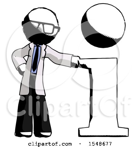 Ink Doctor Scientist Man with Info Symbol Leaning up Against It by Leo Blanchette