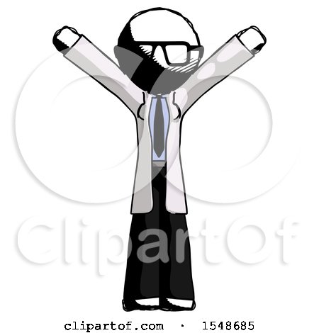 Ink Doctor Scientist Man with Arms out Joyfully by Leo Blanchette