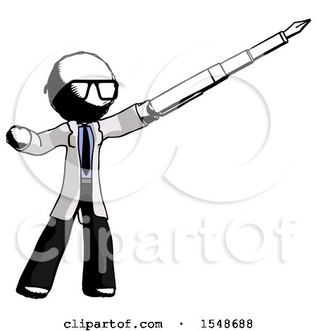 Ink Doctor Scientist Man Pen Is Mightier Than the Sword Calligraphy Pose by Leo Blanchette
