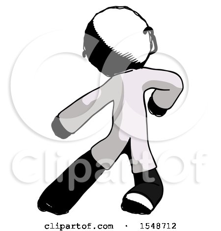 Ink Doctor Scientist Man Karate Defense Pose Left by Leo Blanchette