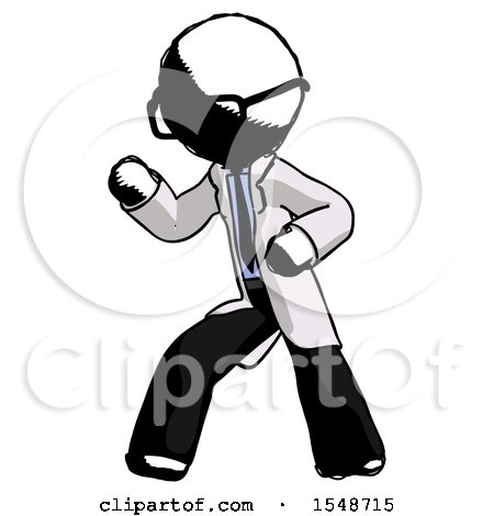 Ink Doctor Scientist Man Martial Arts Defense Pose Left by Leo Blanchette