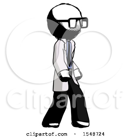 Ink Doctor Scientist Man Walking Turned Right Front View by Leo Blanchette