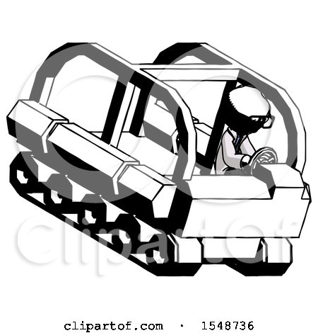 Ink Doctor Scientist Man Driving Amphibious Tracked Vehicle Top Angle View by Leo Blanchette