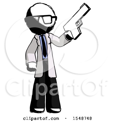 Ink Doctor Scientist Man Holding Handgun by Leo Blanchette