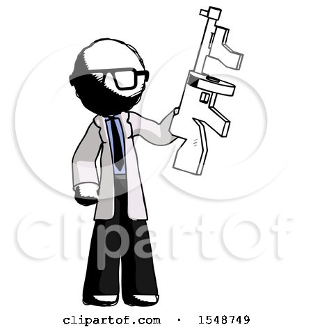 Ink Doctor Scientist Man Holding Tommygun by Leo Blanchette