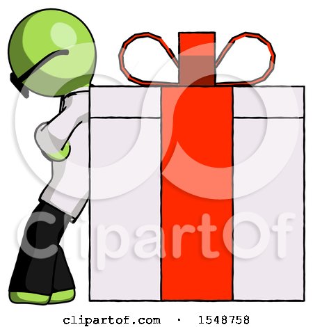 Green Doctor Scientist Man Gift Concept - Leaning Against Large Present by Leo Blanchette