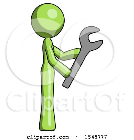 Green Design Mascot Woman Using Wrench Adjusting Something to Right by Leo Blanchette
