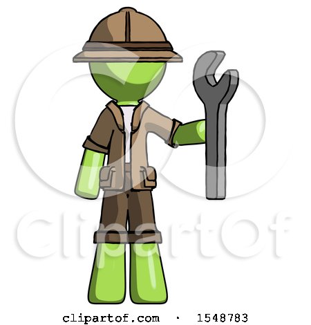 Green Explorer Ranger Man Holding Wrench Ready to Repair or Work by Leo Blanchette