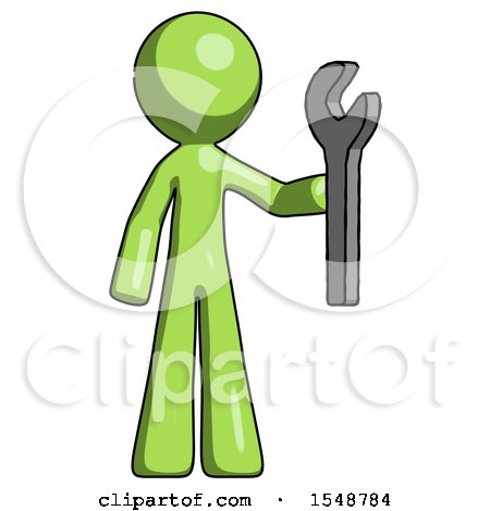 Green Design Mascot Man Holding Wrench Ready to Repair or Work by Leo Blanchette