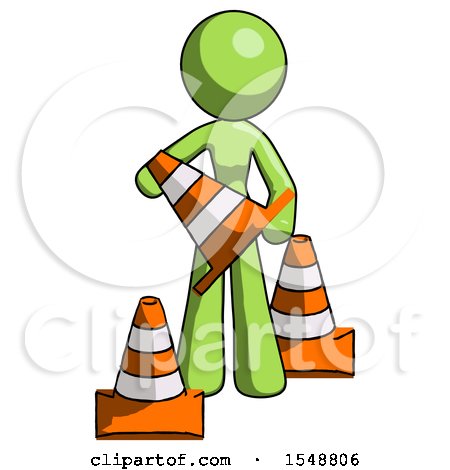 Green Design Mascot Woman Holding a Traffic Cone by Leo Blanchette