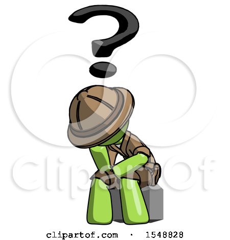 Green Explorer Ranger Man Thinker Question Mark Concept by Leo Blanchette