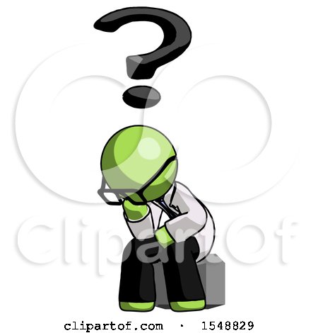 Green Doctor Scientist Man Thinker Question Mark Concept by Leo Blanchette