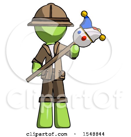 Green Explorer Ranger Man Holding Jester Diagonally by Leo Blanchette