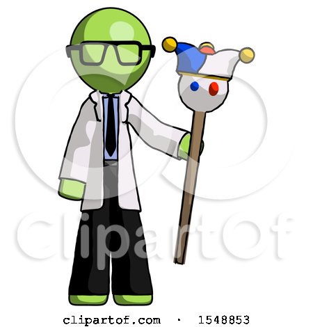 Green Doctor Scientist Man Holding Jester Staff by Leo Blanchette