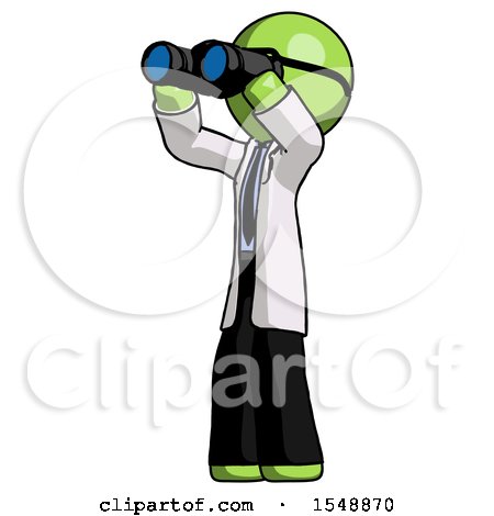 Green Doctor Scientist Man Looking Through Binoculars to the Left by Leo Blanchette