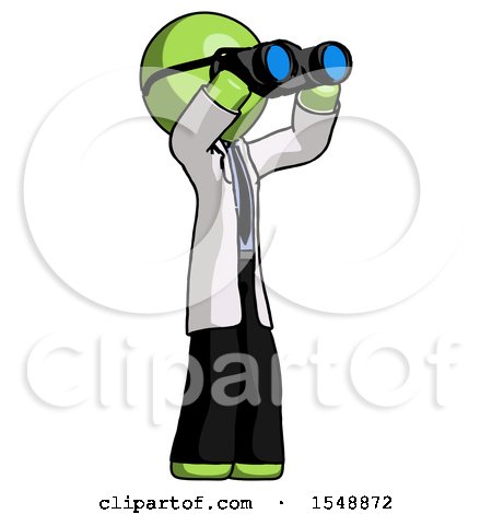 Green Doctor Scientist Man Looking Through Binoculars to the Right by Leo Blanchette