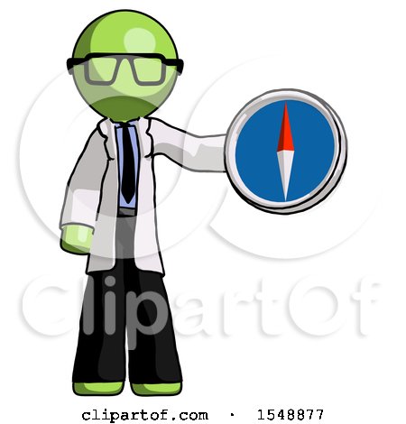 Green Doctor Scientist Man Holding a Large Compass by Leo Blanchette